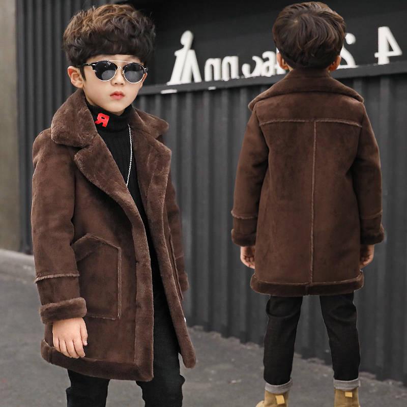 Boys Coats Autumn Winter Fashion Children's Plus Velvet Warming Cotton Fleece Jacket