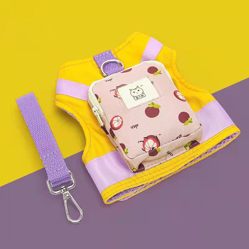 Japanese Style Cute Cat Harness Pet Leash with A Tiny Backpack 4 Patterns Are Available