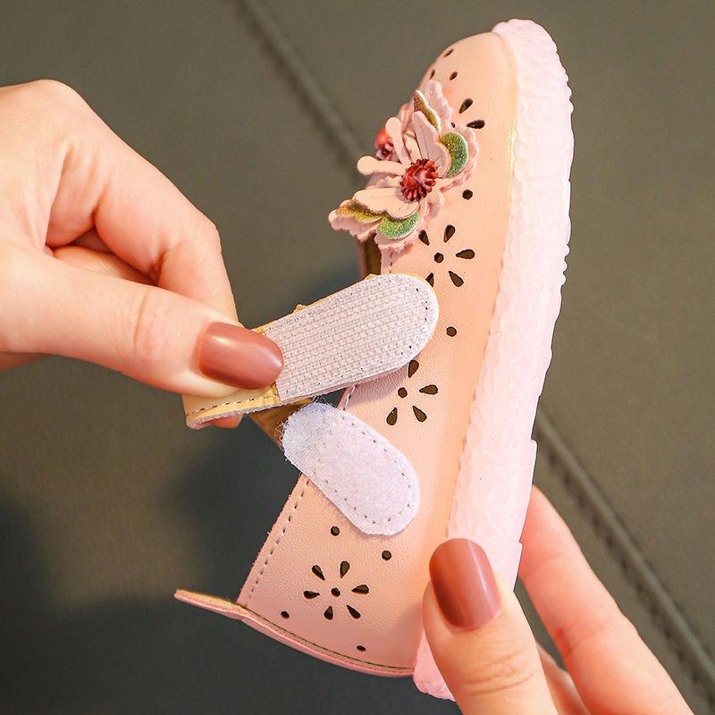 Spring and Autumn Girls' Leather Shoes Hollow Student Net Red Princess Shoes Baby Children's Dance Shoes Children's Single Shoes