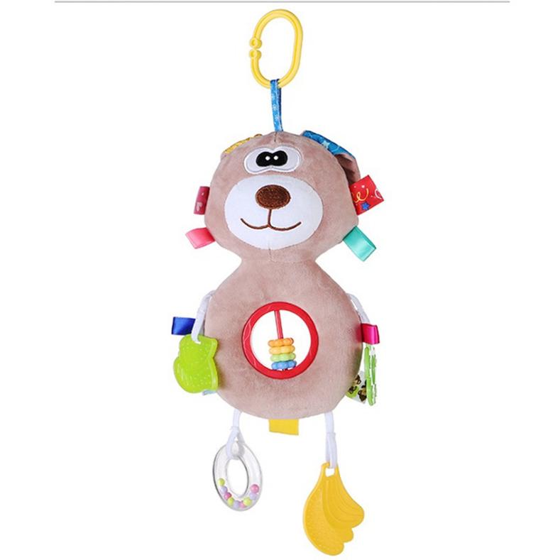 Creative Beads Plush Doll Pendant Baby Teether Ring Rattle Car Pendant