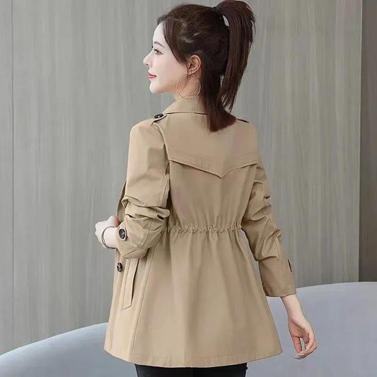 Short Coat Windbreaker Women's Spring and Autumn Waist Slimming Double-layer Lined Women's Coat