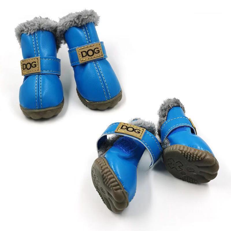 Dog Shoes Teddy Cotton Shoes Autumn and Winter Pet Snow Boots Non-slip Small Dogs Warm and Velvet Puppy Bichon Hiromi Pet Dogs Cat Walking Shoes