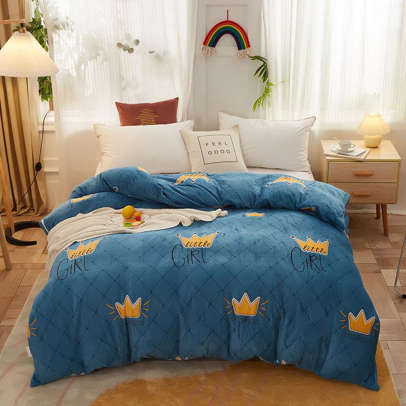 1pc Winter Flannel Duvet Cover, Skin-friendly and Warm, Student Dormitory Single Double Short Fleece Thick Quilt Cover Twin Queen King Size