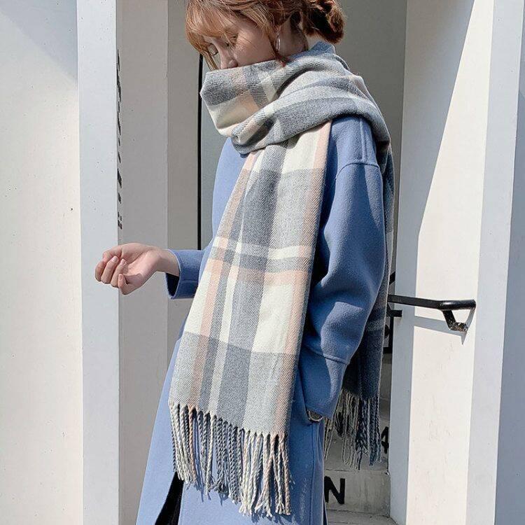 Plaid Winter Scarf Women Warm Cashmere Scarves Ladies Fashion Casual Scarfs