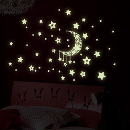 Removable self-adhesive wall sticker luminous moon stars luminous sticker waterproof wallpaper