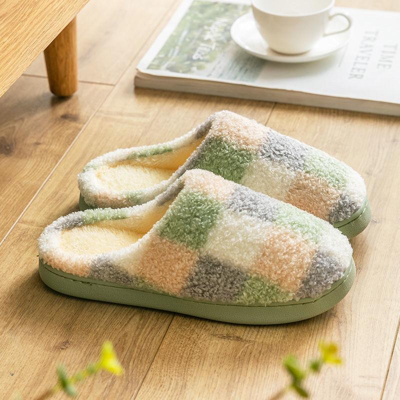 Autumn and Winter Pure Cotton Slippers Indoor Non-slip Soft-soled Shoes Warm Simple Plush Cotton Shoes