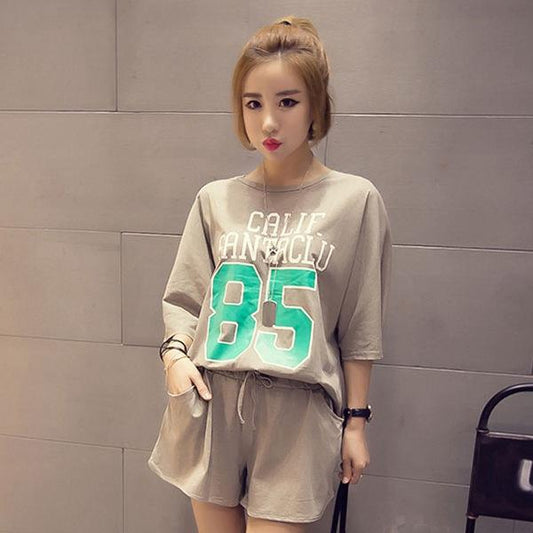 Women's Short Sleeve Shorts Suit Summer Ladies Homewear Korean Style Round Neck Pajamas