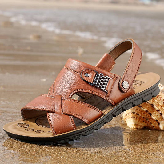 Leather Men's Sandals Summer Beach Shoes Men's Sandals Men's Shoes Leather Sandals and Slippers