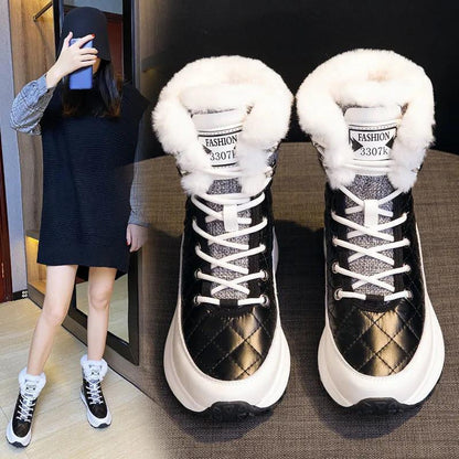 Snow Boots Women Winter Plus Velvet Thick Warm Cotton Shoes Women Winter Anti-skid and Waterproof Bread Ankle Boots