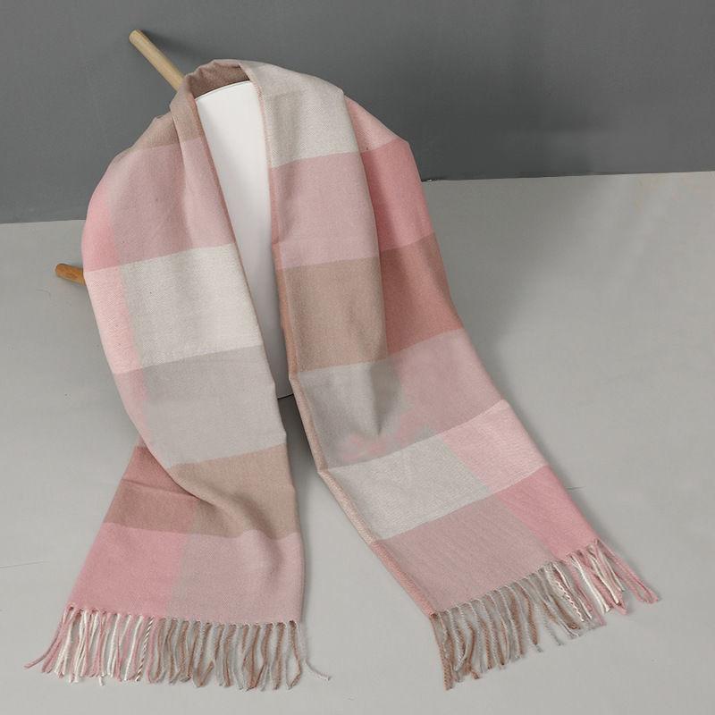 Imitation Cashmere Plaid Winter Scarf Women Winter Models All-match Thick Warmth Tassel Shawl Dual-use Scarf Soft Fabric