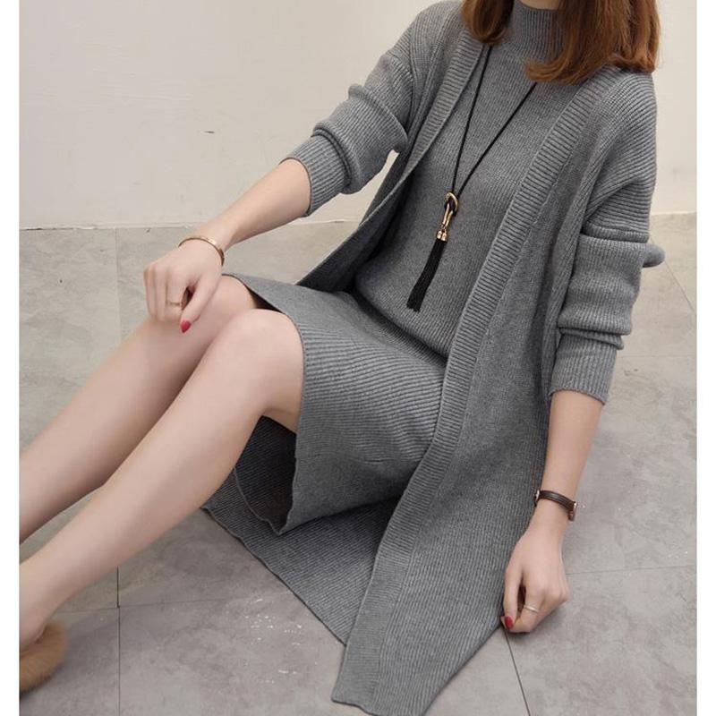 Autumn and Winter Fashion Casual Coat Loose Long-sleeved Sweater Mid-length Cardigan