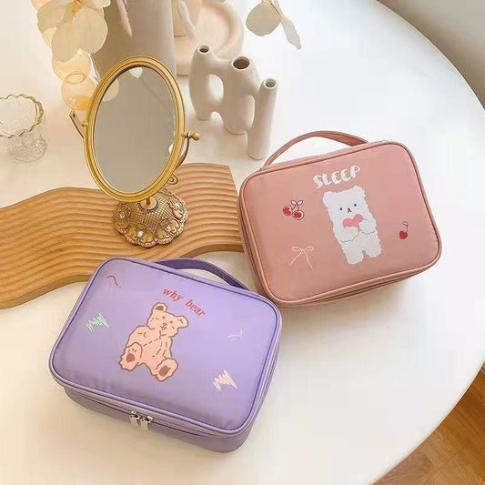 Portable Outing Storage Bag Travel Cosmetic Bag Portable Korean Wash Bag Large Capacity Cosmetic Storage Female Bag Cartoon Pattern Bag