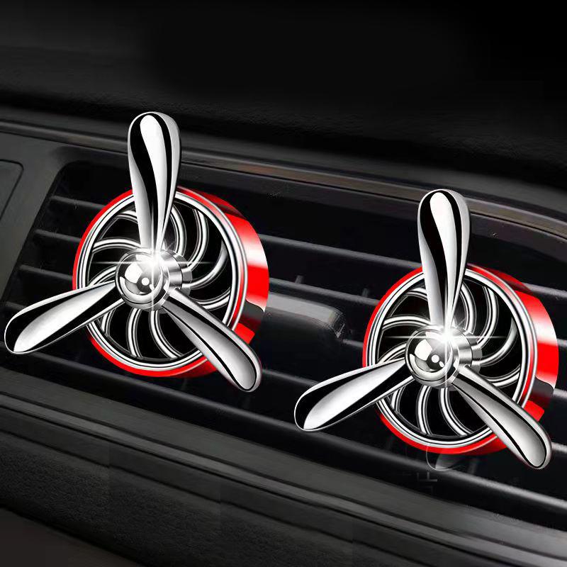 2pcs Diamond Car Aroma Diffuser Simulation Propeller Engine Decorative Air Conditioning Air Outlet Plug-in