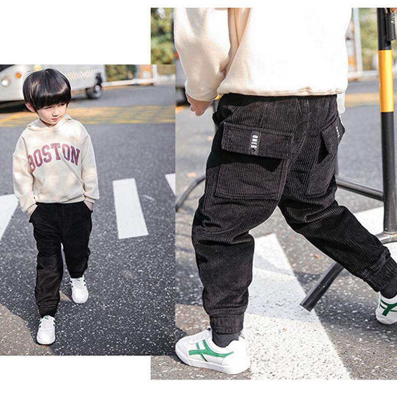 Boys' Pants Plus Velvet Thickening New Autumn Winter Models of Children's Corduroy Pants Casual Pants Velvet Pants