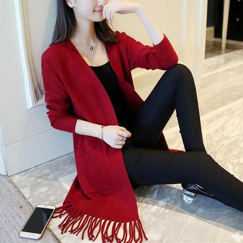 Mid-length Autumn and Winter Coat Casual Long-sleeved Knitted Cardigan Loose Sweater