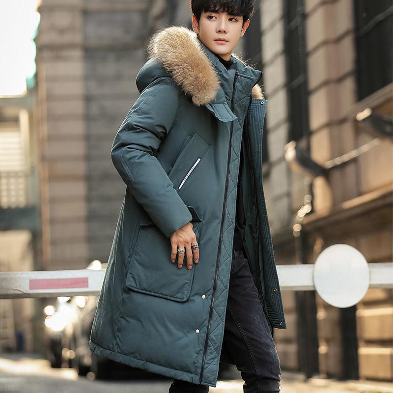 Mid-length Over The Knee Large Size Stand-up Collar Men's Down Jacket Winter Fashion Trend Windproof Warm Youth Jacket