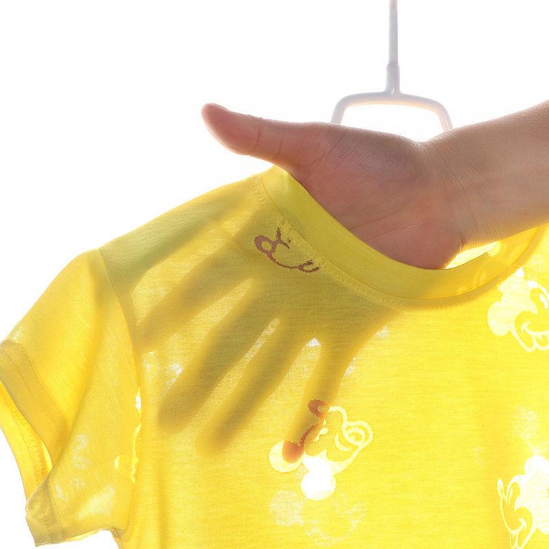 Boys Short-sleeved T-shirt Summer Girl Short-sleeved Hollow T-shirt Children's Solid Color Round Neck Ice Silk Top