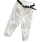 WTEMPO No belt White Star Sticker Rhinestone High-waisted Jeans Harem Pants Female Spring and Autumn Ripped Cropped Trousers