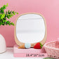 Women Cartoon Wooden Mirror Desktop Portable HD Thin Light Travel Out Household Essentials Single-sided Makeup Mirror