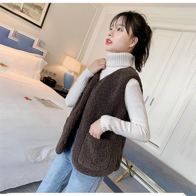 Lamb Hair Vest Women Autumn and Winter Models All-match Fashion Ladies Waistcoat Outer Wear Vest Vest Jacket