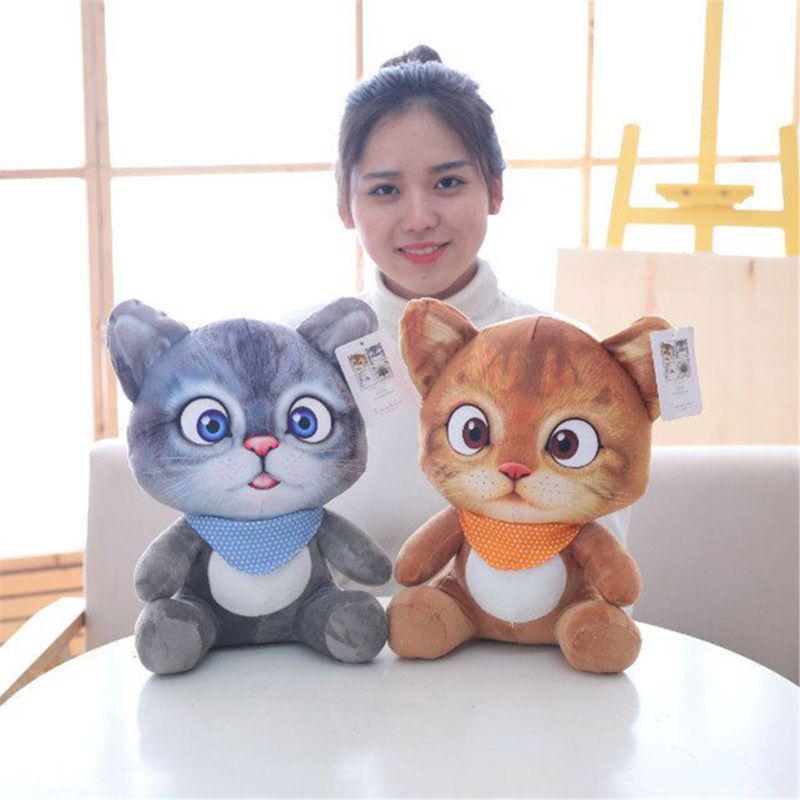 New Cute Kids Doll Soft 3D Simulation Stuffed Cat Toys Sofa Pillow Cushion Plush Animal Cat Dolls