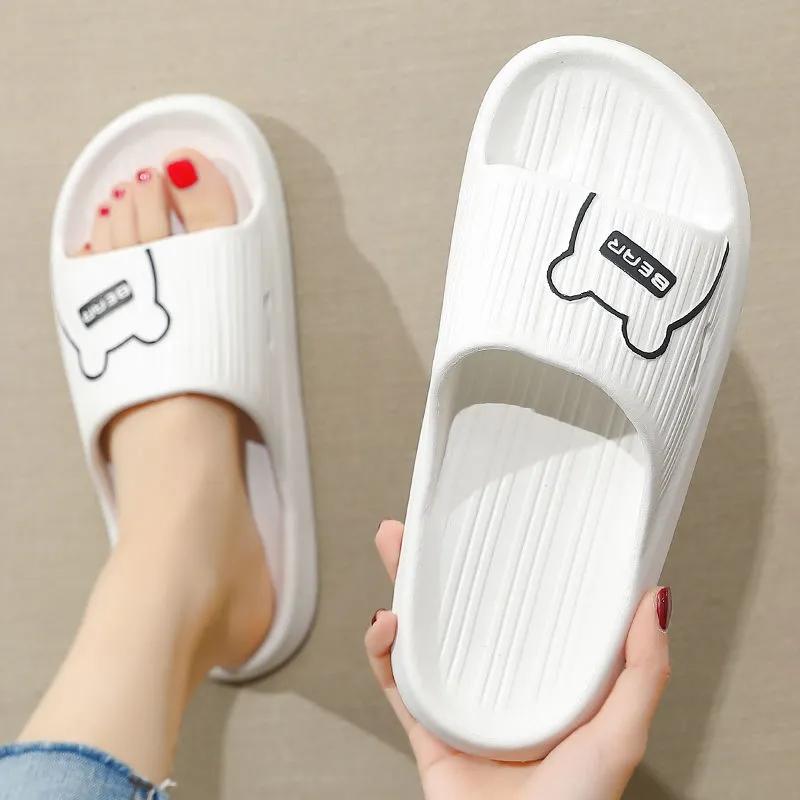 Bear Couple Slippers Indoor Simple Thick Bottom Sandals and Slippers Men's Outdoor Flip-flops Women's Home Non-slip Soft Mute Bathroom Bath Slippers