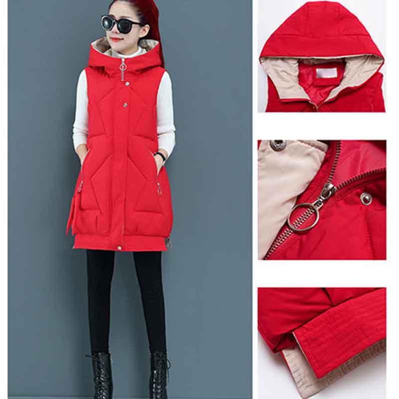 Winter Vest Women's Autumn and Winter Down Cotton Mid-length Loose Thickened Coat