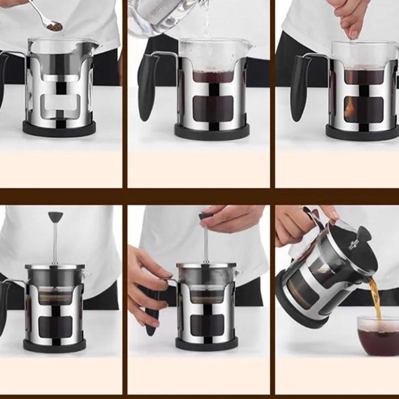 Manual Coffee Espresso Maker Pot Stainless Steel Glass Teapot French Coffee Tea Percolator Filter Press Plunger