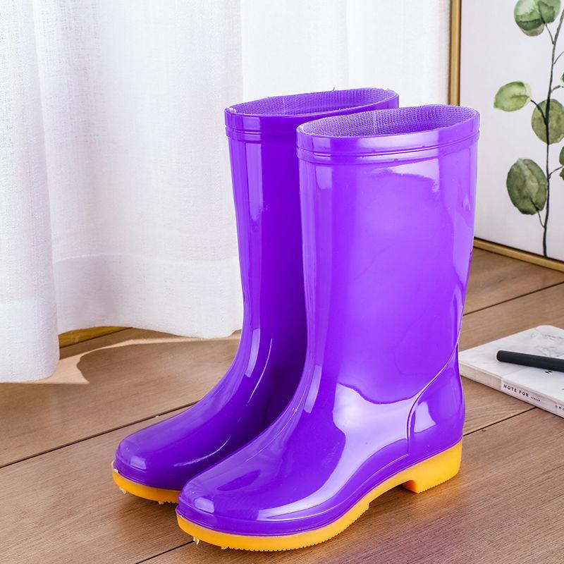 Medium Tube Rain Boots Rain Boots Waterproof Shoes Rubber Shoes Overshoes Water Boots Women Fashion Adult Non-slip High Tube Rain Boots