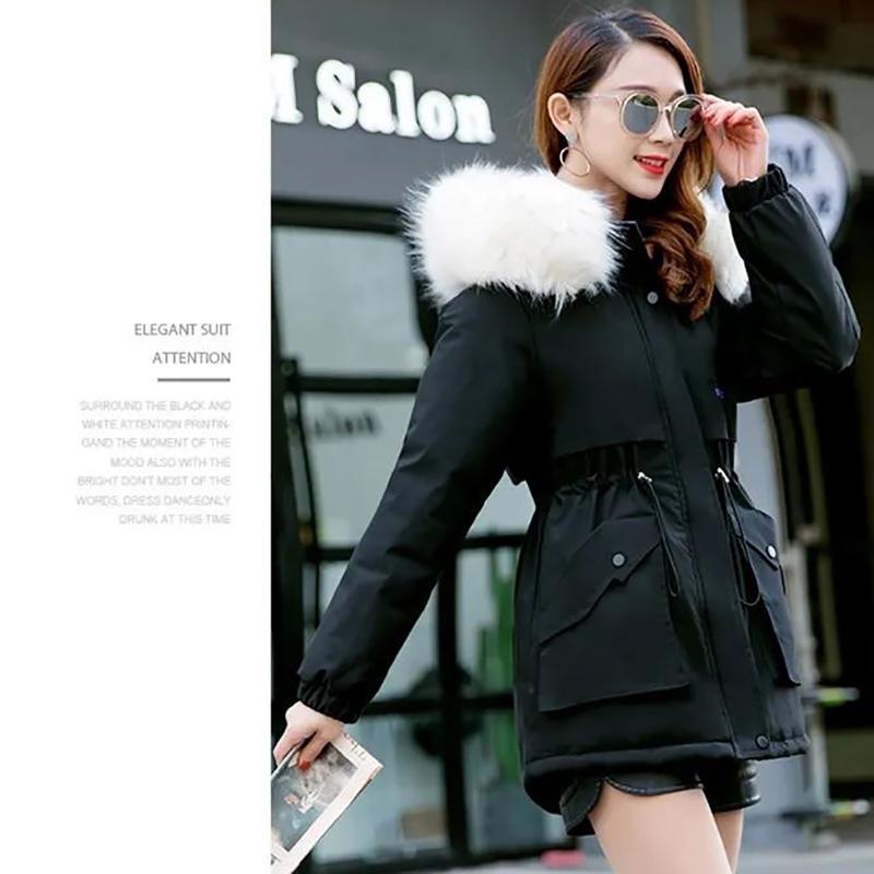 Thicken Warm Female Parker Clothing Winter Fashion Short Cotton Coat Fur Collar Plus Velvet Loose Padded Jacket