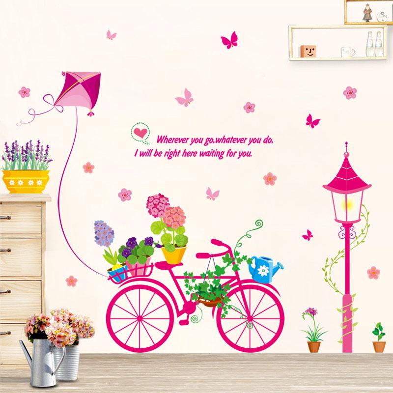 [Wall sticker] bonsai bike wall stickers for kids rooms baby nursery girls bedroom decorations wall