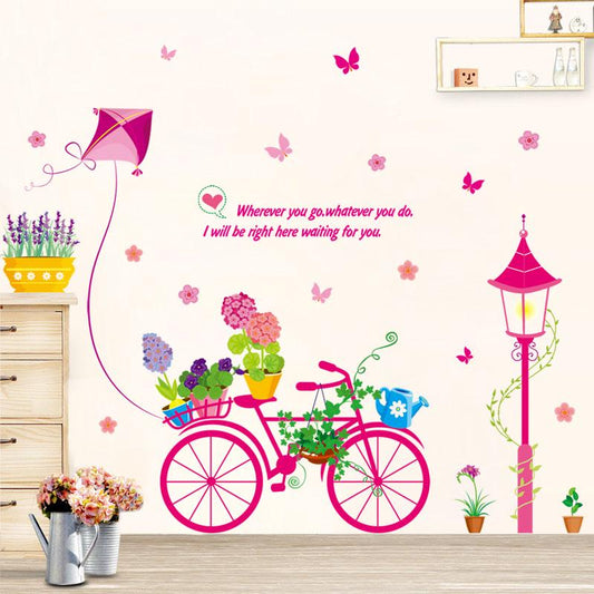 [Wall sticker] bonsai bike wall stickers for kids rooms baby nursery girls bedroom decorations wall