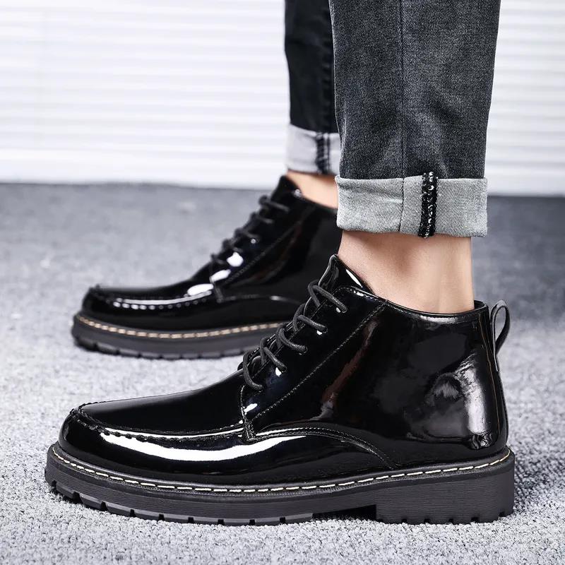 Leather Shoes Men's Leather Boots Student Martin Boots Boots Winter Men's Shoes Plus Velvet  Shoes