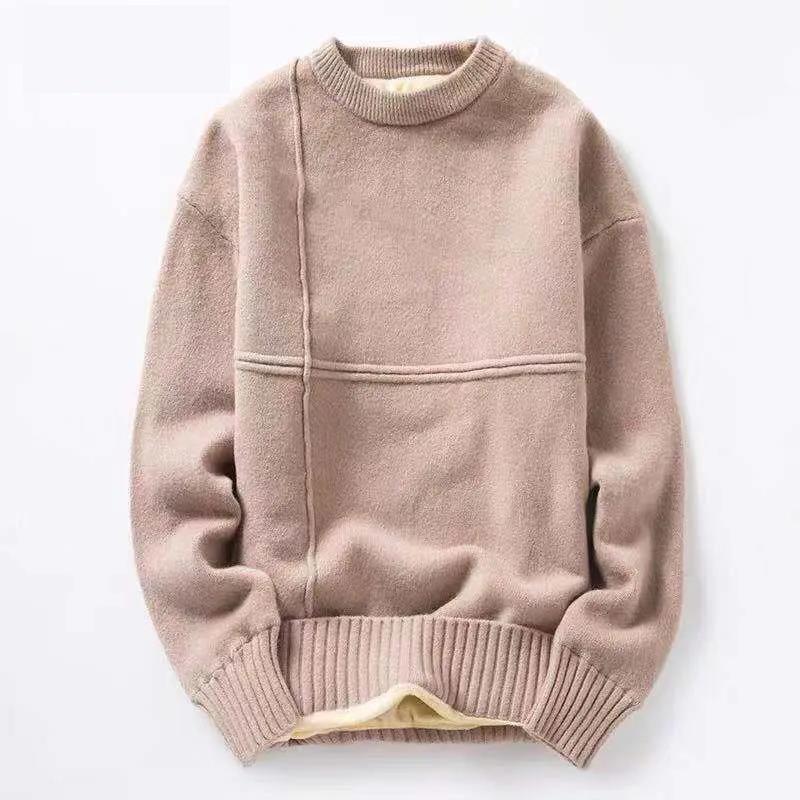 Men's Warm Sweater for Autumn and Winter Thicken Warm Round Neck Sweater Pullover Sweater Suitable for Young Men