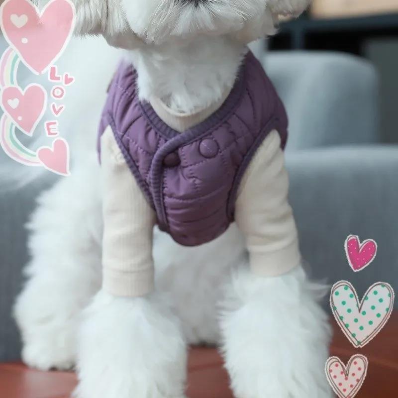 Autumn Winter Cotton Vest for Pet Bichon Teddy Pomeranian Cat Small Dog Puppy Warm Thick Vest Clothes Pet Doggy Sleeveless Jacket Coat Pet Supplies