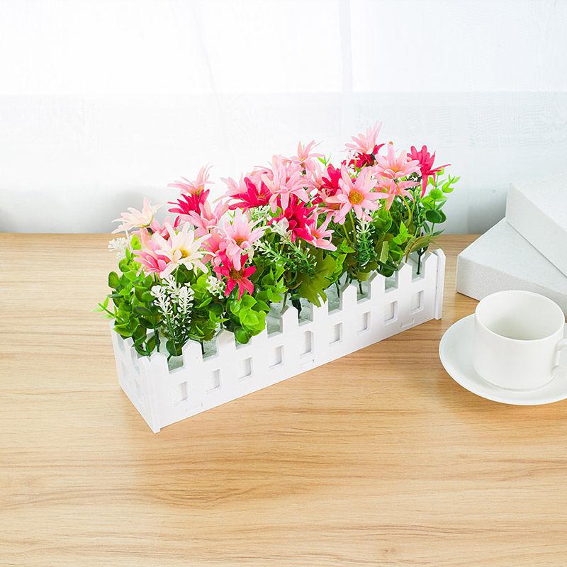 Simulation Fake Flower Small Potted Ornaments Plastic Flower Fence Floral Set Wall Hanging Flower Basket Simulation Green Grass