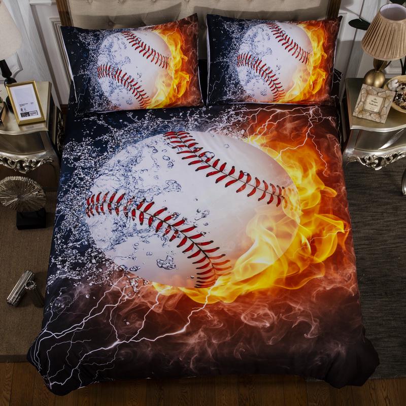 3Pcs/Set Baseball 3D Printed Queen Comforter Bedding Sets King Twin Size Luxury Duvet Cover