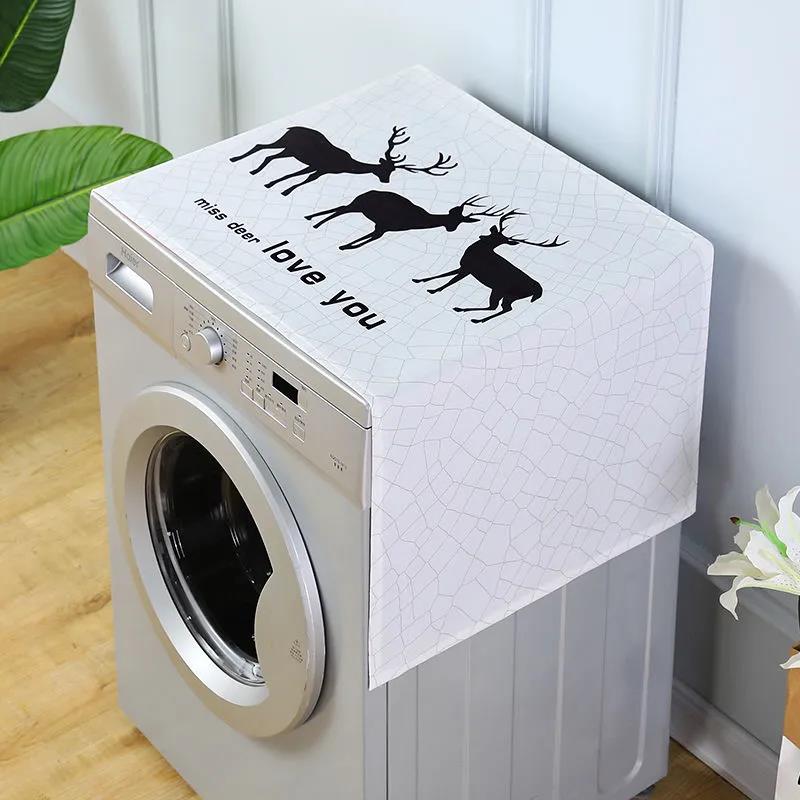 Washing Machine with Side Pocket Dust Cover Refrigerator Universal Cover Microwave Cover Dust Cover Flannelette Breathable Cover Towel Sundry Storage