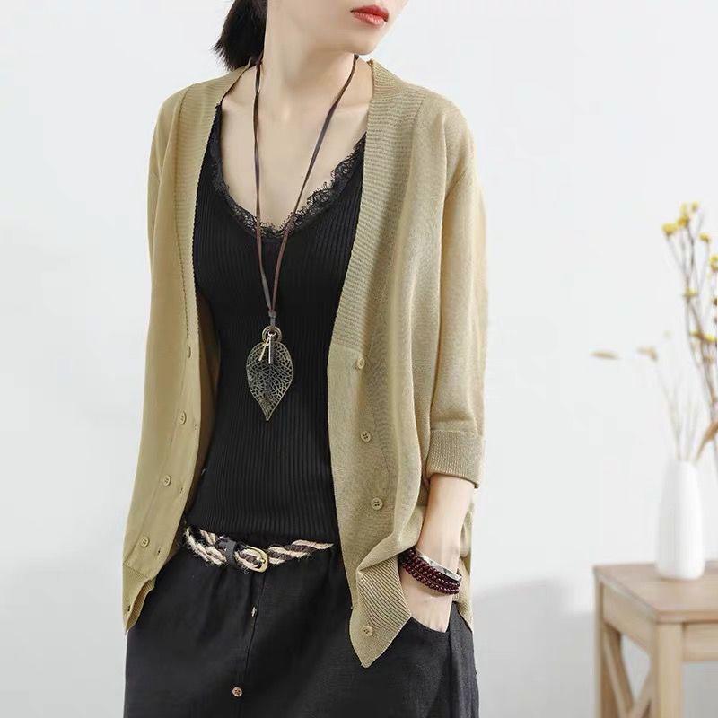 Spring and Autumn Linen Cardigan Sweater Large Size Loose Casual Jacket Fashion Young Women Top