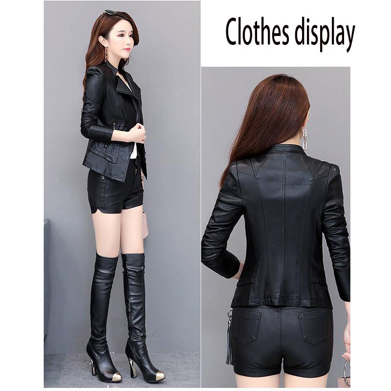 Luxurious Long sleeve Leather jacket Wild Large size Leather coat Winter Woman's Leather clothing