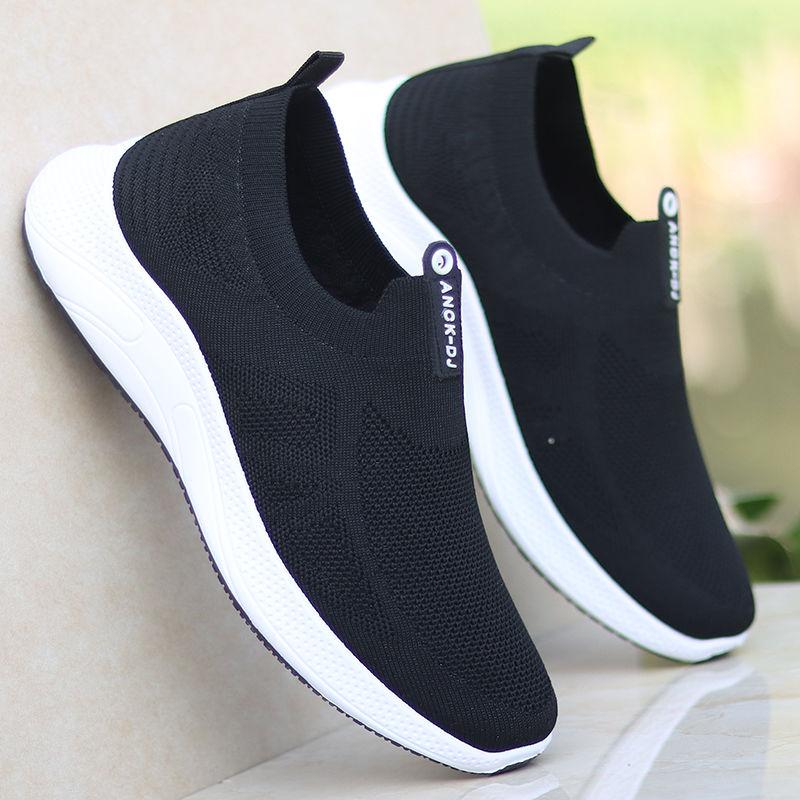 Men's Cloth Shoes Summer Fashion One-legged Overshoes Casual Sports Soft-soled Shoes Breathable Lazy Mesh Shoes