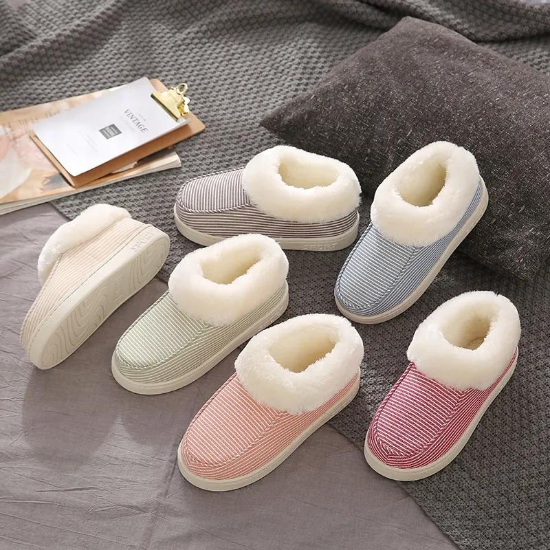 Cotton Slippers Keep Warm Autumn and Winter Pregnant Women's Bedroom Shoes Men and Women Couples Postpartum Bag Plus Velvet Thick Winter