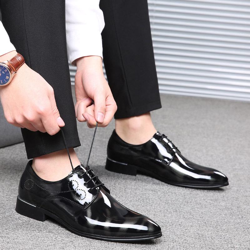 Pair of Shoes Business Leather Casual Comfortable Flat Men Pointed Toe Wedding Dress Shoes