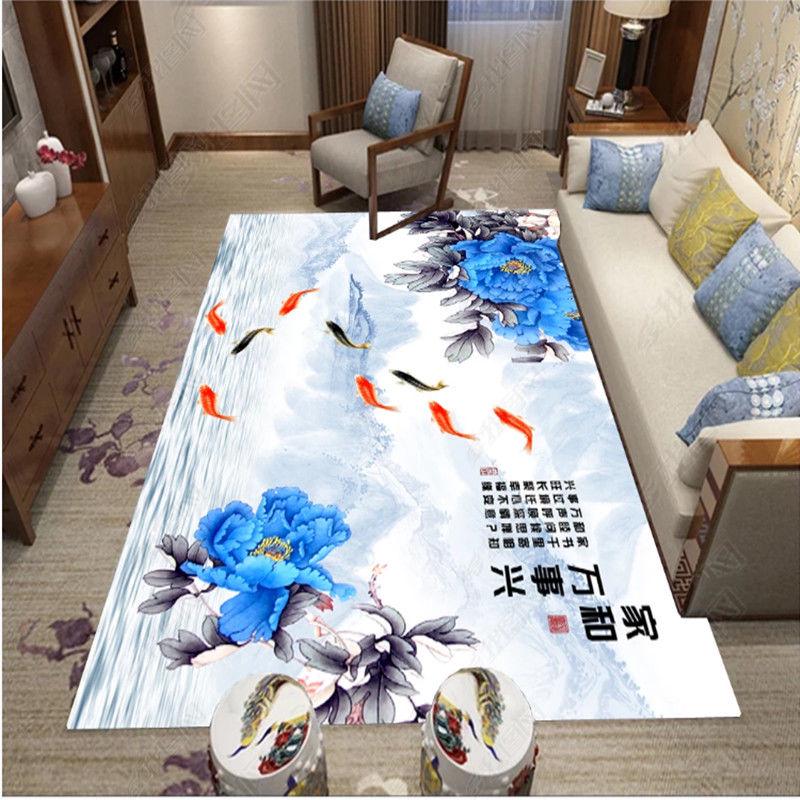 Chinese Style 3D Floral Pattern Carpet for Living Room Area Rug Children Floor Mat Cloakroom Rugs