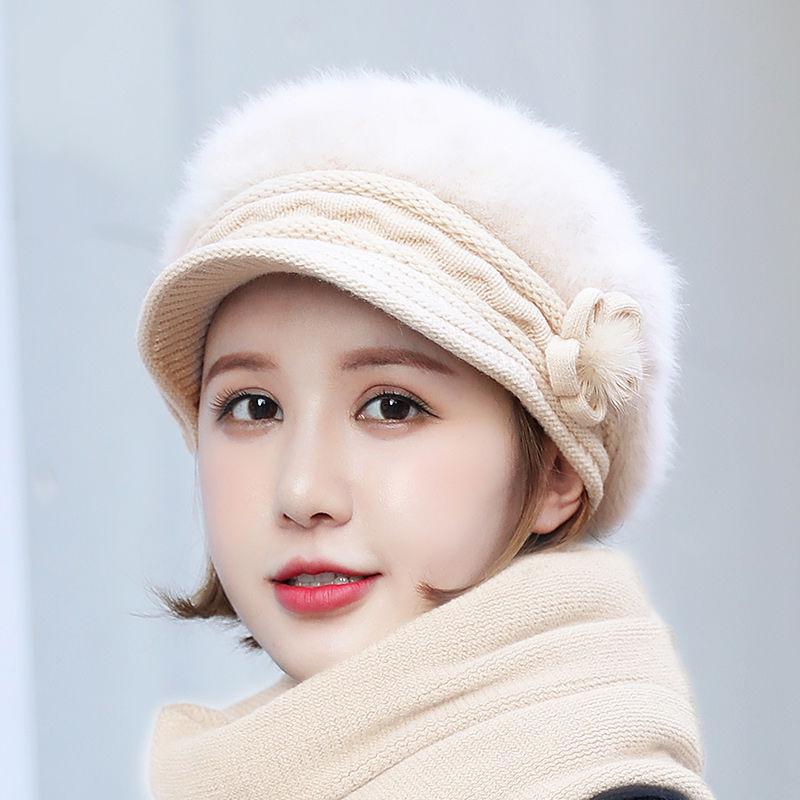 Warm hat Thick hat Fashion Woman hat Plush Cotton hat Trendy wild hat Windproof hat Autumn winter