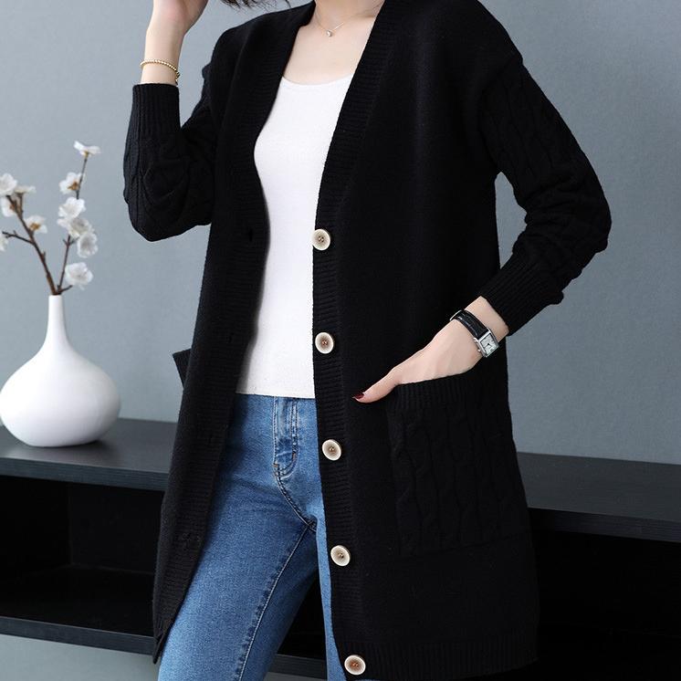 Cardigan Sweater Women's Medium Long Loose Thin Section 2022 Plus Size Spring and Autumn Wear Knitted Coat