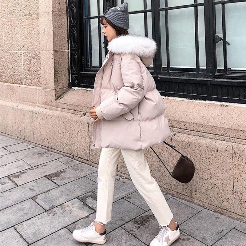 Parka Short Winter Jacket Women Hooded Winter Coat Women Loose Parka Fur Collar Cotton Padded Jacket