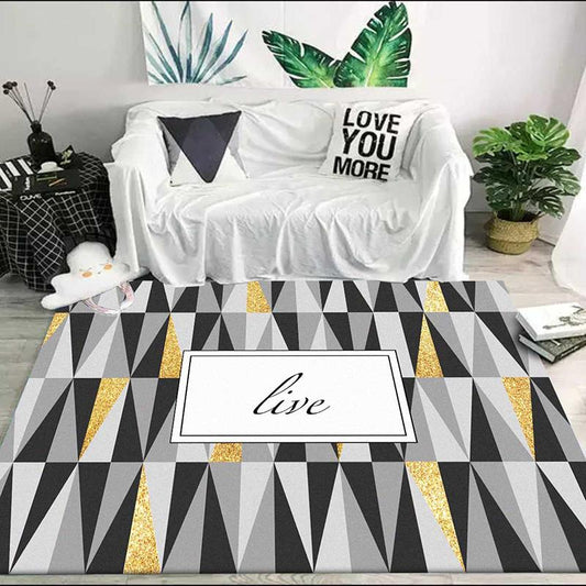 Carpet Nordic Fashion Geometric Triangle Pattern Bedroom Carpet Living Room Anti-slip Carpet Bedside Carpet Floor Mat