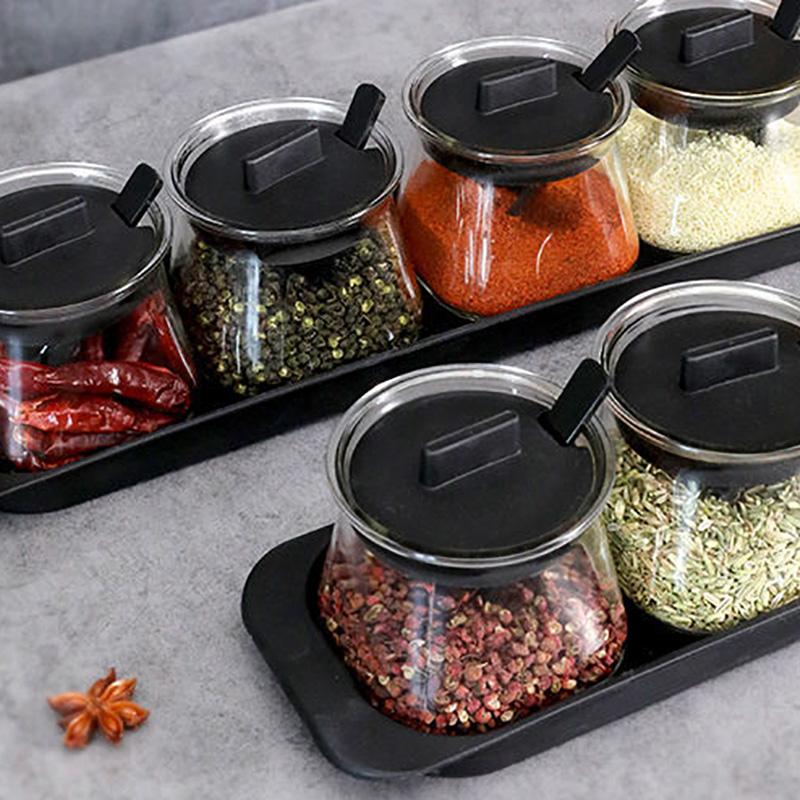 Kitchen Household Jar Seasoning Salt Shaker Seasoning Combination Set Seasoning Storage Glass Oil Pot