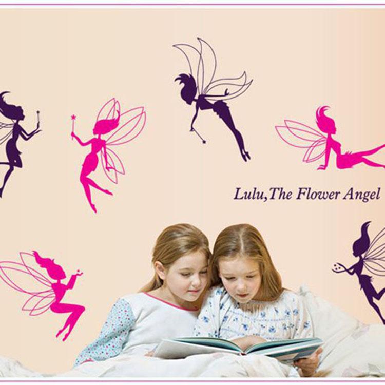 Elf Flower Fairy English Bedroom Children's Room Kindergarten Wallpaper Wallpaper Wall Sticker